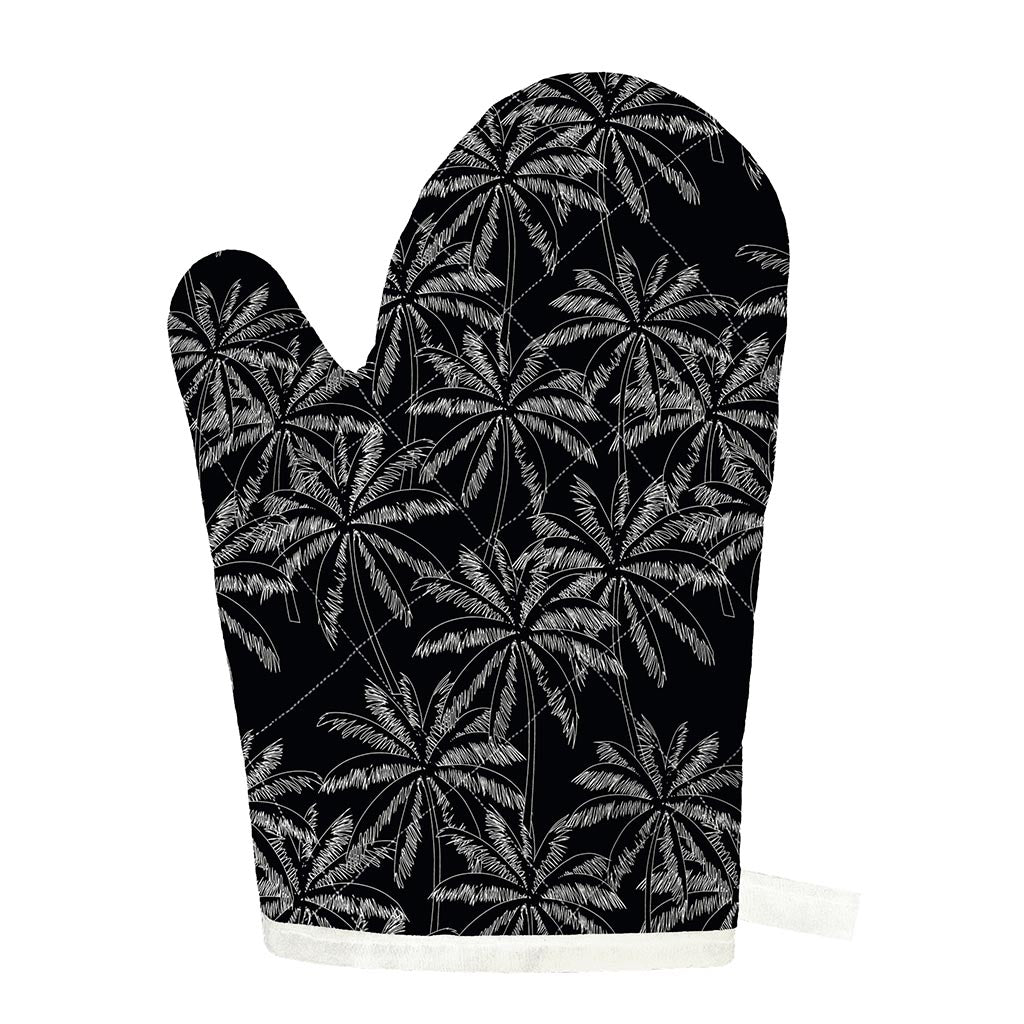 Black White Palm Tree Pattern Print Single Oven Mitt