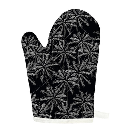 Black White Palm Tree Pattern Print Single Oven Mitt