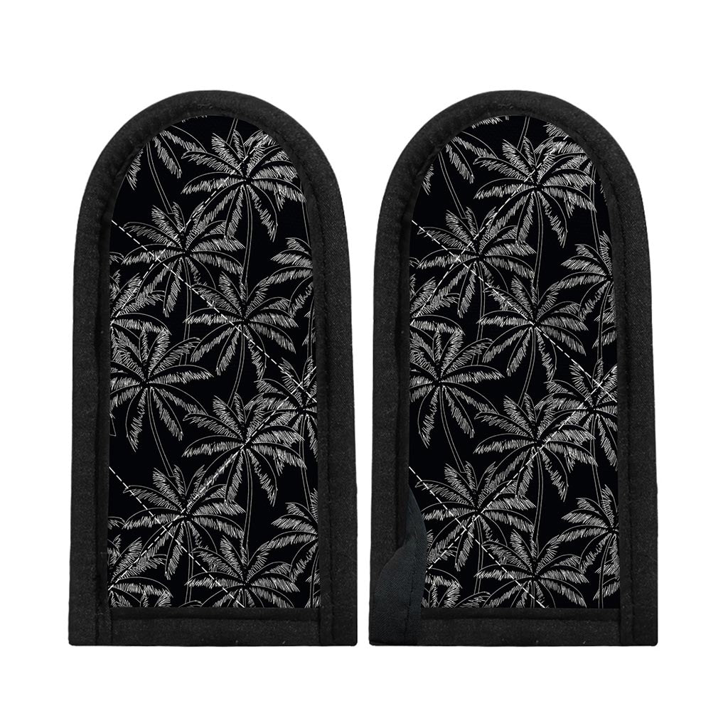 Black White Palm Tree Pattern Print Skillet Handle Cover