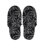 Black White Palm Tree Pattern Print Slippers