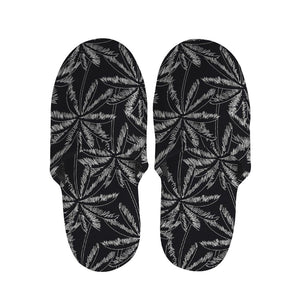 Black White Palm Tree Pattern Print Slippers