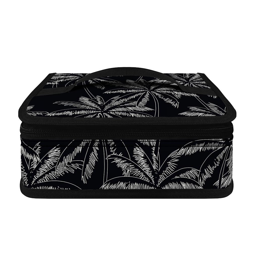 Black White Palm Tree Pattern Print Small Lunch Bag