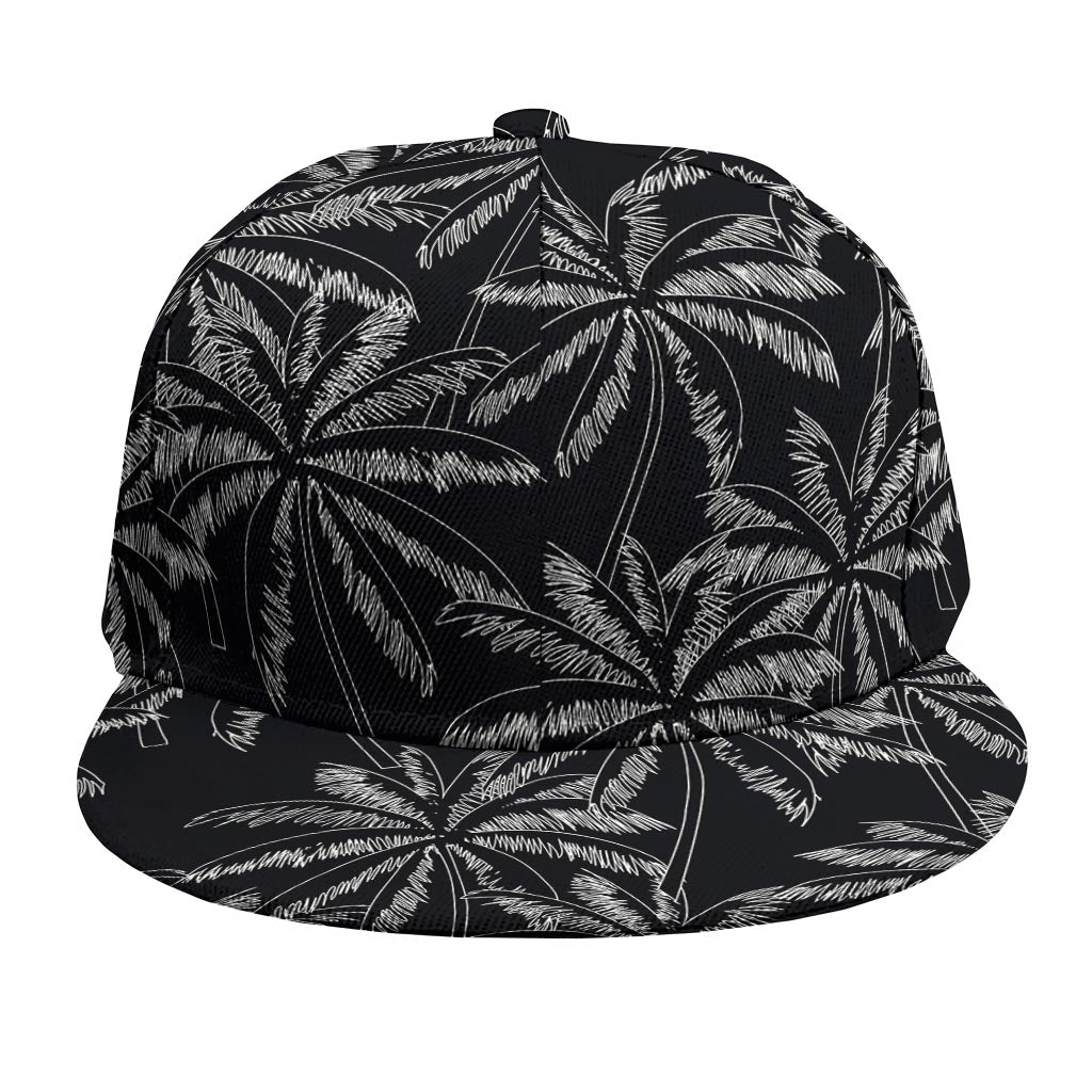 Black White Palm Tree Pattern Print Snapback Cap