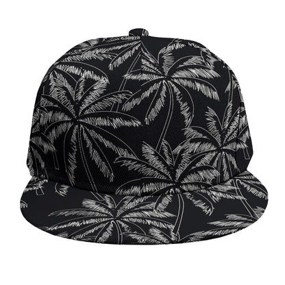 Black White Palm Tree Pattern Print Snapback Cap