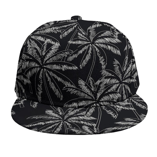 Black White Palm Tree Pattern Print Snapback Cap