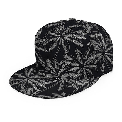 Black White Palm Tree Pattern Print Snapback Cap