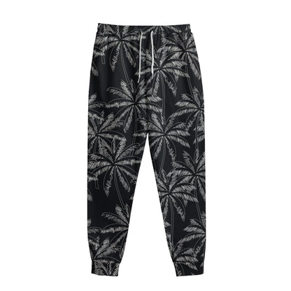 Black White Palm Tree Pattern Print Sweatpants