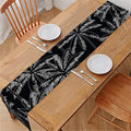 Black White Palm Tree Pattern Print Table Runner