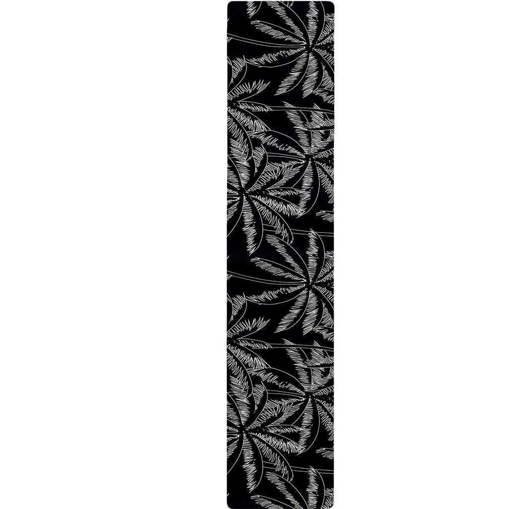 Black White Palm Tree Pattern Print Table Runner