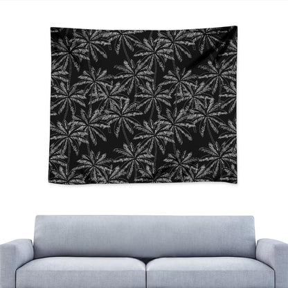 Black White Palm Tree Pattern Print Tapestry