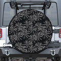 Black White Palm Tree Pattern Print Tire Cover