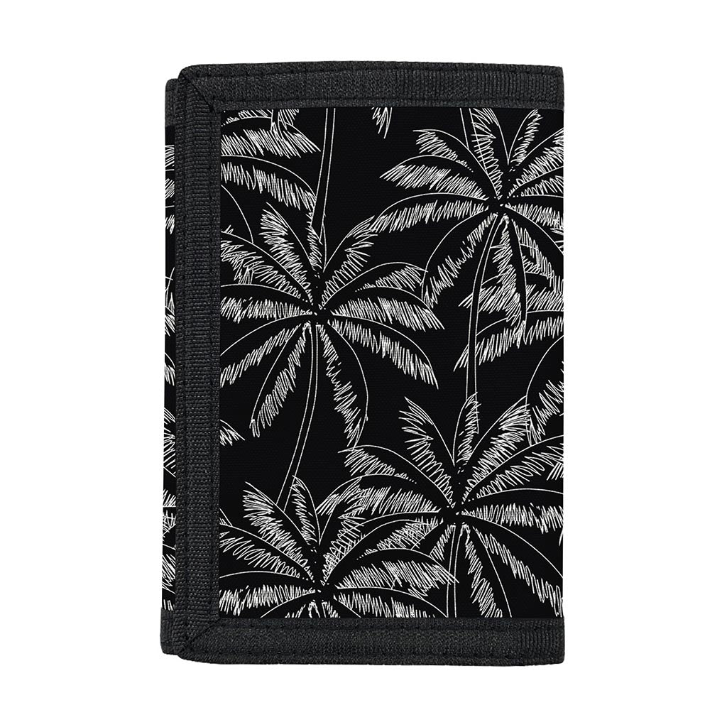 Black White Palm Tree Pattern Print Trifold Wallet