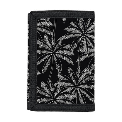 Black White Palm Tree Pattern Print Trifold Wallet