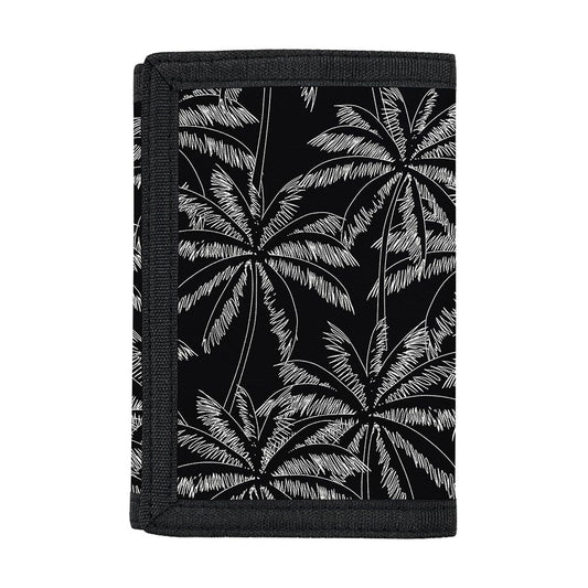 Black White Palm Tree Pattern Print Trifold Wallet