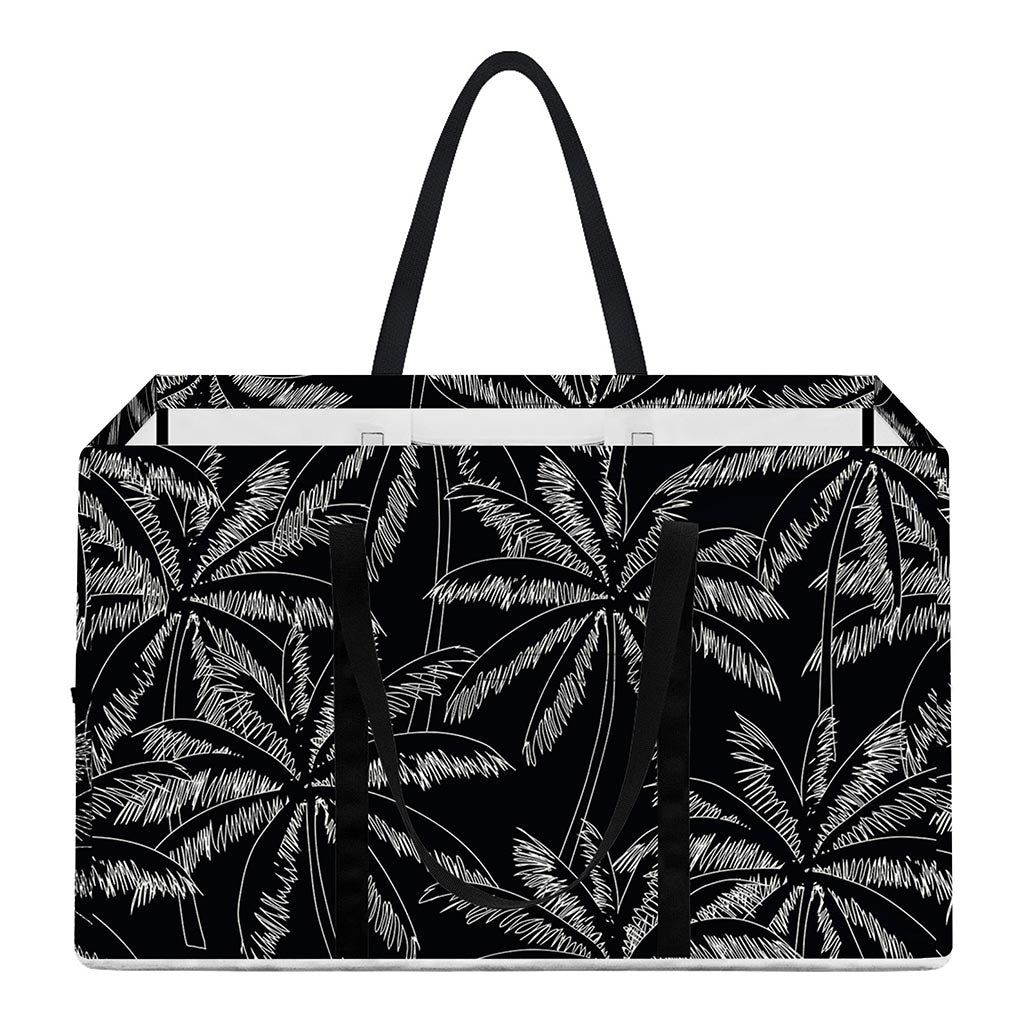 Black White Palm Tree Pattern Print Utility Tote Bag
