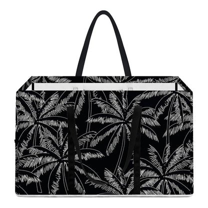 Black White Palm Tree Pattern Print Utility Tote Bag