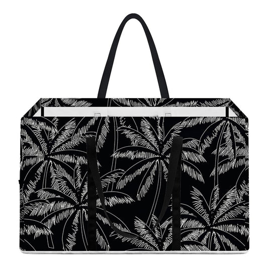 Black White Palm Tree Pattern Print Utility Tote Bag