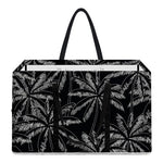 Black White Palm Tree Pattern Print Utility Tote Bag