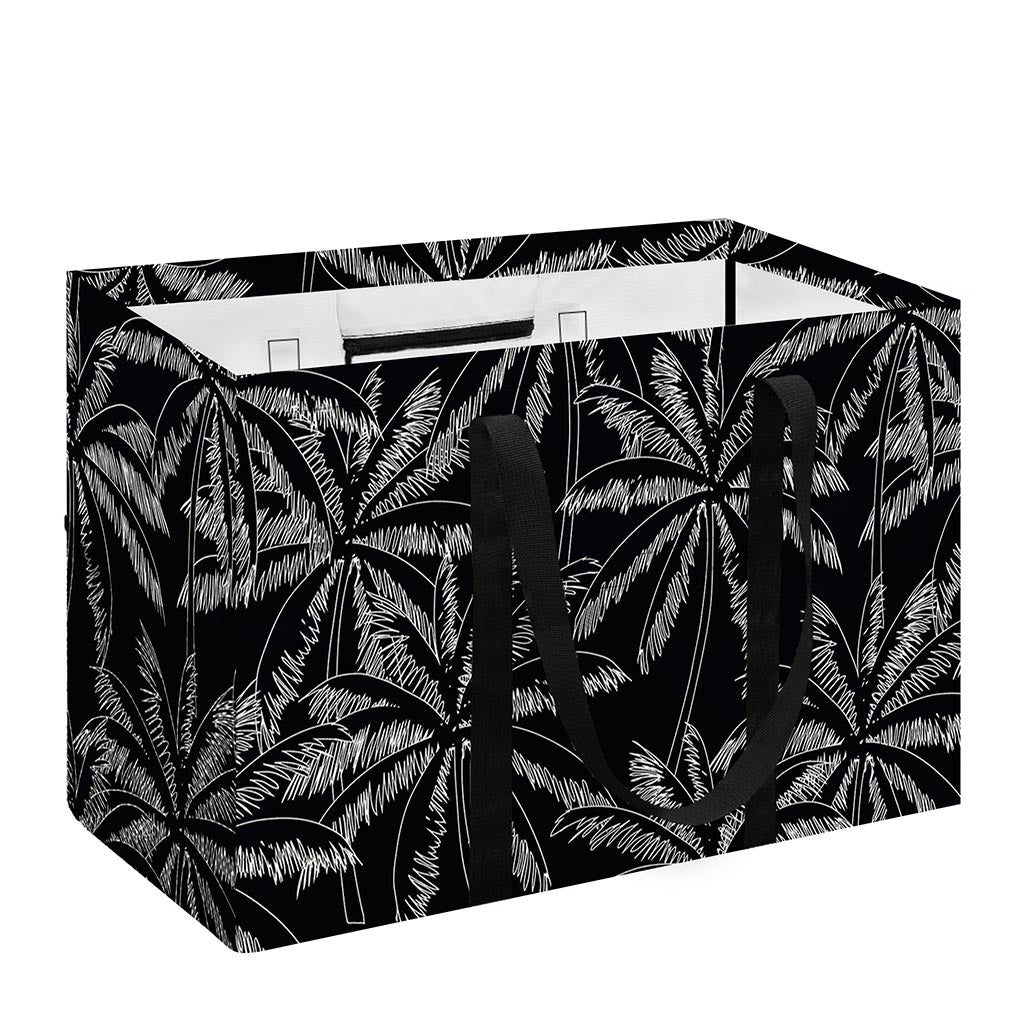 Black White Palm Tree Pattern Print Utility Tote Bag