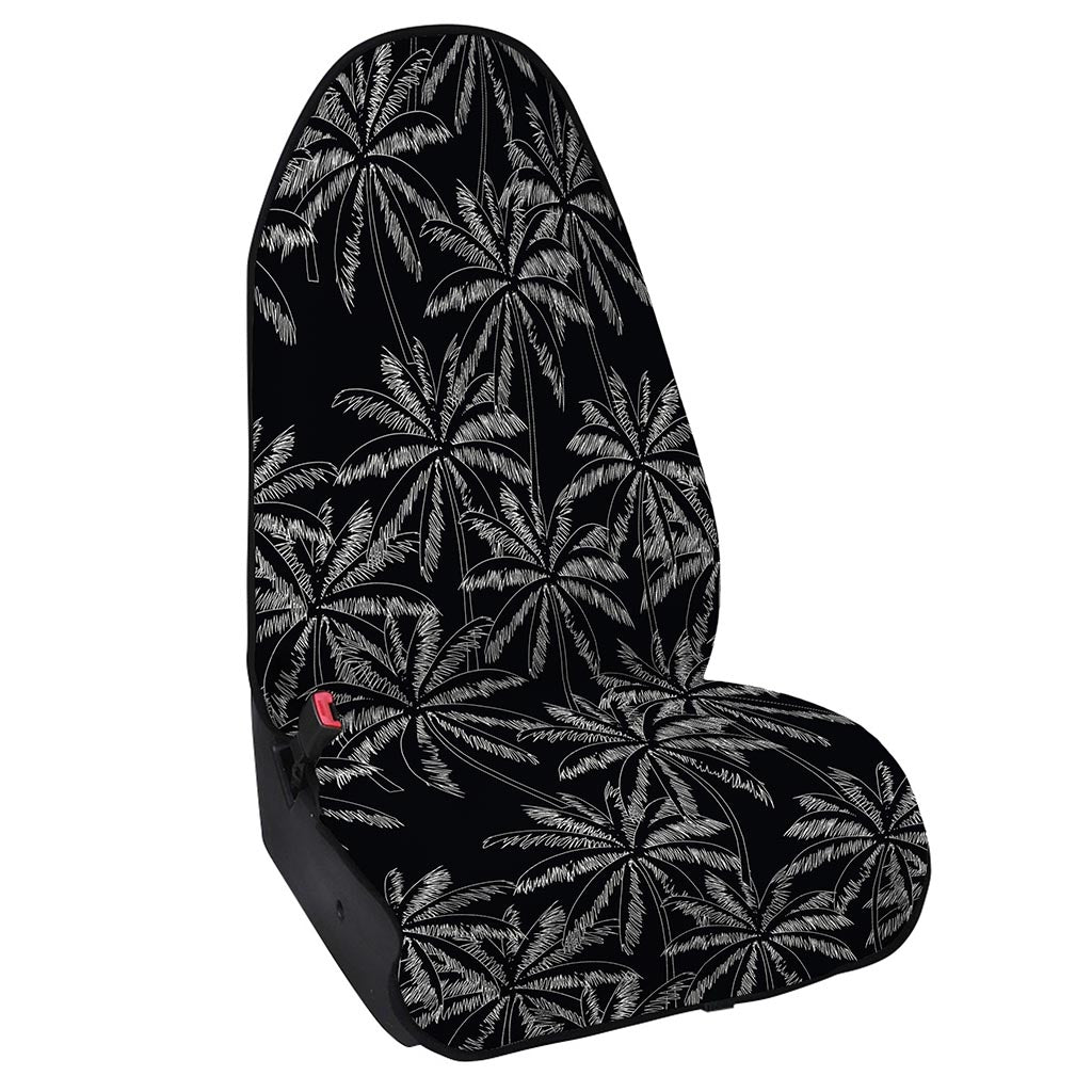 Black White Palm Tree Pattern Print Waterproof Car Seat Cover