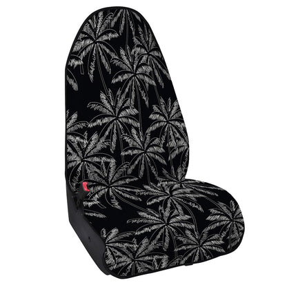 Black White Palm Tree Pattern Print Waterproof Car Seat Cover