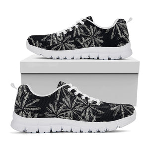 Black White Palm Tree Pattern Print White Running Shoes