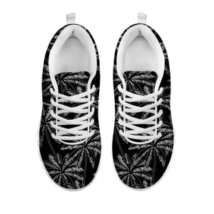 Black White Palm Tree Pattern Print White Running Shoes