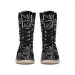 Black White Palm Tree Pattern Print Winter Boots