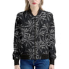 Black White Palm Tree Pattern Print Women's Bomber Jacket