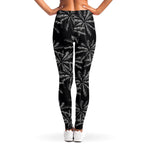 Black White Palm Tree Pattern Print Women's Leggings