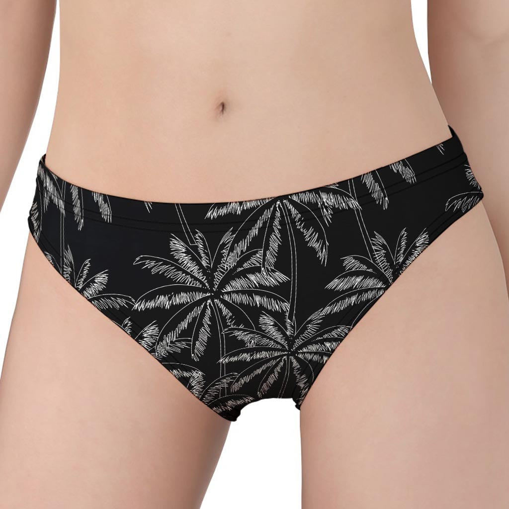 Black White Palm Tree Pattern Print Women's Panties