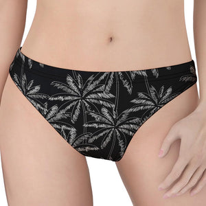 Black White Palm Tree Pattern Print Women's Thong