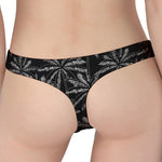 Black White Palm Tree Pattern Print Women's Thong