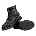 Black White Palm Tree Pattern Print Work Boots