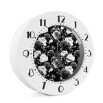 Black White Rose Floral Pattern Print Alarm Clock