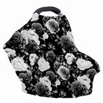 Black White Rose Floral Pattern Print Baby Seat Cover