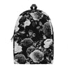 Black White Rose Floral Pattern Print Backpack
