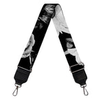 Black White Rose Floral Pattern Print Bag Strap