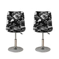 Black White Rose Floral Pattern Print Bar Stool Covers