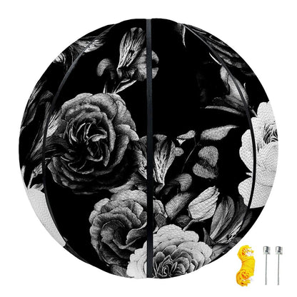 Black White Rose Floral Pattern Print Basketball