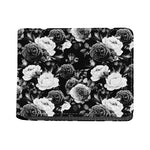 Black White Rose Floral Pattern Print Bifold Wallet