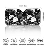 Black White Rose Floral Pattern Print Car Windshield Sun Shade