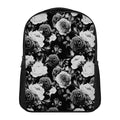 Black White Rose Floral Pattern Print Casual Backpack