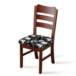Black White Rose Floral Pattern Print Chair Cushion Cover