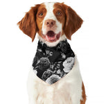 Black White Rose Floral Pattern Print Dog Bandana