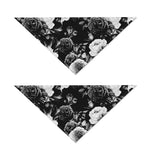 Black White Rose Floral Pattern Print Dog Bandana