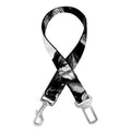Black White Rose Floral Pattern Print Dog Seat Belt
