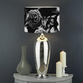 Black White Rose Floral Pattern Print Drum Lamp Shade