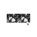 Black White Rose Floral Pattern Print Extended Mouse Pad
