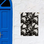 Black White Rose Floral Pattern Print Garden Flag